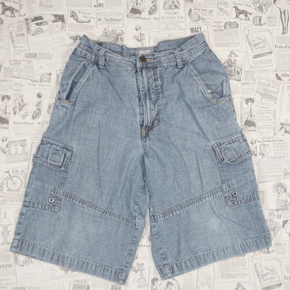 14 - Vintage Y2K Utility Shorts faded light wash cargo